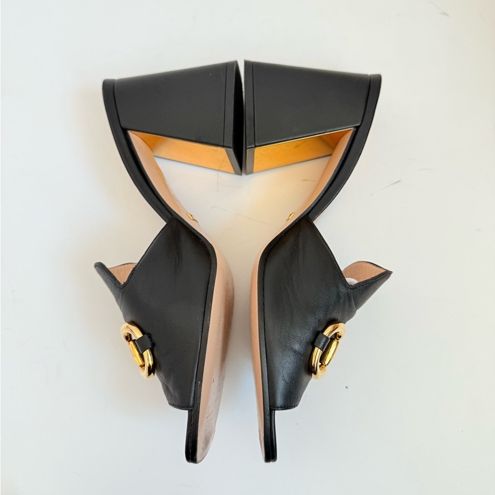 Gucci Black leather Baby Horsebit block heel 70mm open toe mules EU 40 - Picture 3 of 12